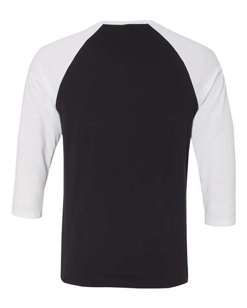 Bella + Canvas 3200 Unisex 3/4-Sleeve Baseball T-Shirt #color_BLACK/ WHITE