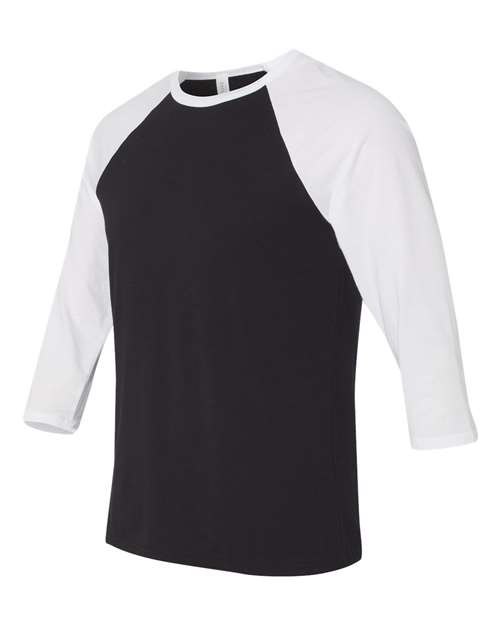 Bella + Canvas 3200 Unisex 3/4-Sleeve Baseball T-Shirt #color_BLACK/ WHITE