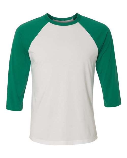 Bella + Canvas 3200 Unisex 3/4-Sleeve Baseball T-Shirt #color_WHITE/ KELLY