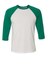 Bella + Canvas 3200 Unisex 3/4-Sleeve Baseball T-Shirt #color_WHITE/ KELLY