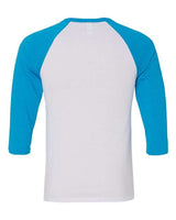 Bella + Canvas 3200 Unisex 3/4-Sleeve Baseball T-Shirt #color_WHITE/ NEON BLUE