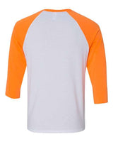 Bella + Canvas 3200 Unisex 3/4-Sleeve Baseball T-Shirt #color_WHT/ NEON ORANGE