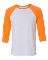 Bella + Canvas 3200 Unisex 3/4-Sleeve Baseball T-Shirt #color_WHT/ NEON ORANGE