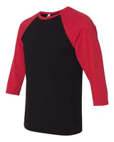 Bella + Canvas 3200 Unisex 3/4-Sleeve Baseball T-Shirt #color_BLACK/ RED