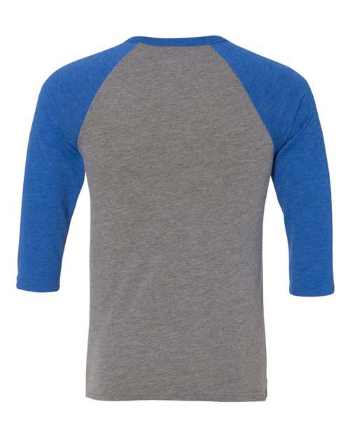 Bella + Canvas 3200 Unisex 3/4-Sleeve Baseball T-Shirt #color_GREY/ TR RYL TRB