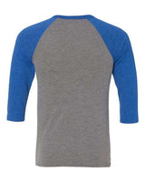 Bella + Canvas 3200 Unisex 3/4-Sleeve Baseball T-Shirt #color_GREY/ TR RYL TRB