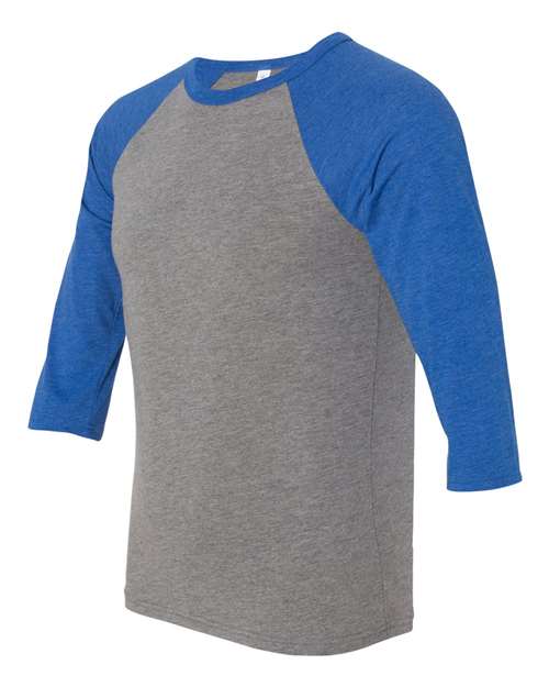 Bella + Canvas 3200 Unisex 3/4-Sleeve Baseball T-Shirt #color_GREY/ TR RYL TRB
