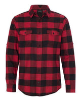Burnside B8210 Men's Plaid Flannel Shirt #color_RED/ BLACK