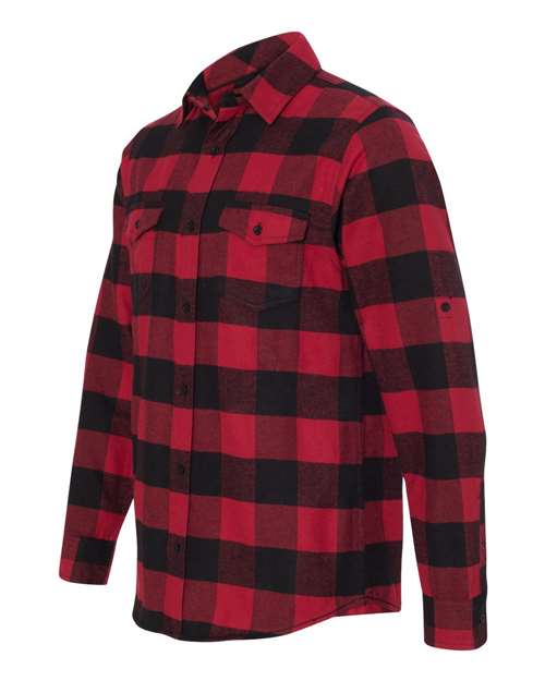 Burnside B8210 Men's Plaid Flannel Shirt #color_RED/ BLACK