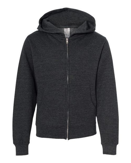 Independent Trading Co. SS4001YZ Youth Midweight Full-Zip Hooded Sweatshirt #color_Charcoal Heather