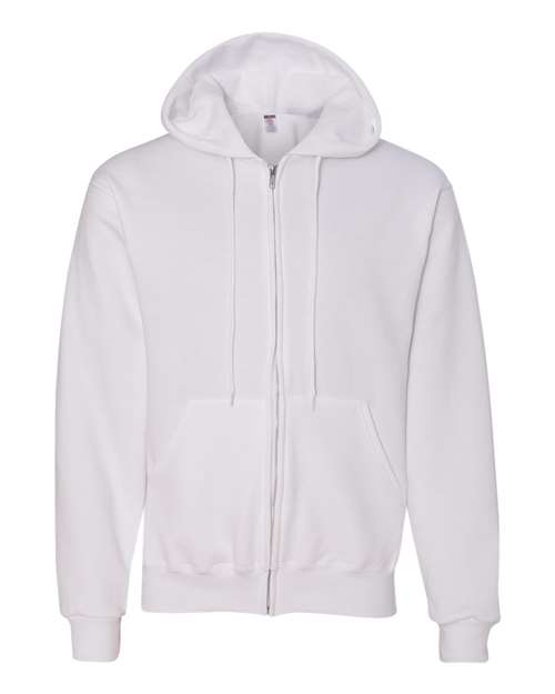 Jerzees 4999 Adult Super Sweats NuBlend Fleece Full-Zip Hooded Sweatshirt #color_WHITE