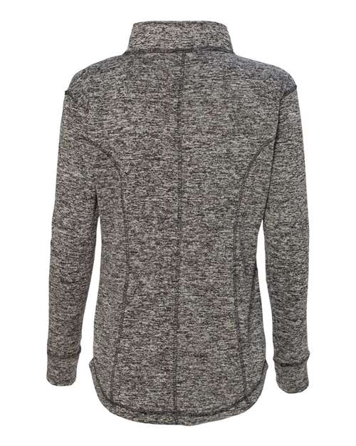 J America JA8617 Ladies' Cosmic Fleece Quarter-Zip #color_CHAR/ FIRE CORAL