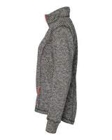 J America JA8617 Ladies' Cosmic Fleece Quarter-Zip #color_CHAR/ FIRE CORAL