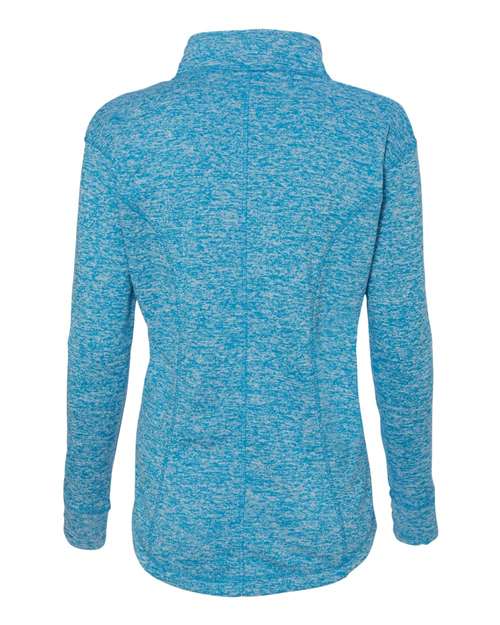 J America JA8617 Ladies' Cosmic Fleece Quarter-Zip #color_EL BLUE/ NEON GR