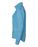 J America JA8617 Ladies' Cosmic Fleece Quarter-Zip #color_EL BLUE/ NEON GR