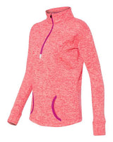 J America JA8617 Ladies' Cosmic Fleece Quarter-Zip #color_FRE CRL/ MAGENTA