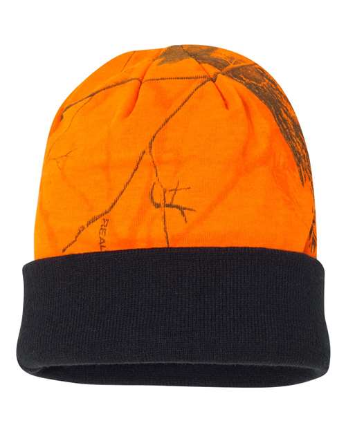 ""Kati LCB12 12" Licensed Camo Cuffed Beanie" #color_Blaze Realtree AP/ Black"
