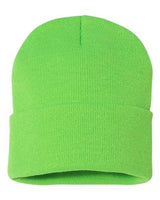"Sportsman SP12 12" Solid Cuffed Beanie #color_Neon Green"
