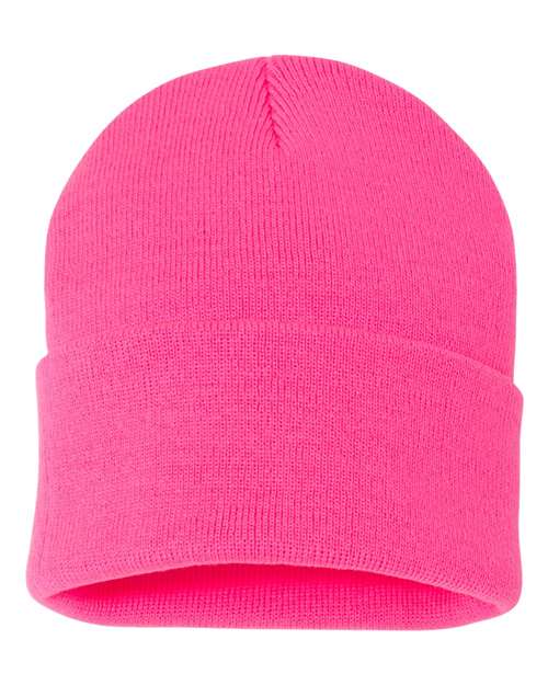 "Sportsman SP12 12" Solid Cuffed Beanie #color_Neon Pink"