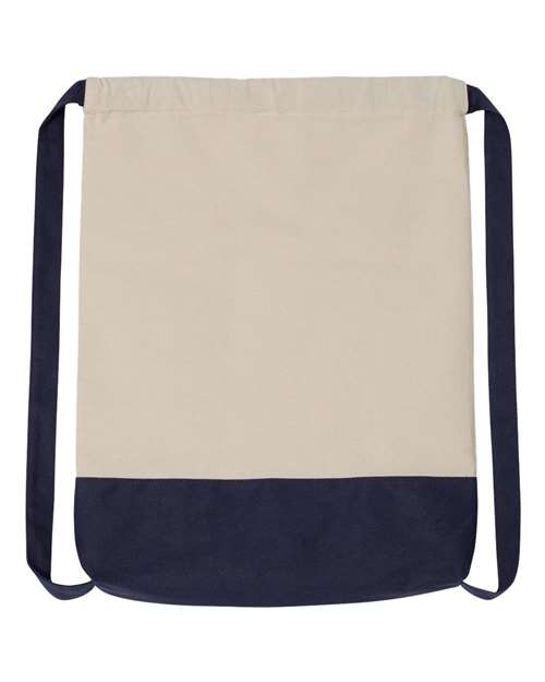 Liberty Bags 8876 Cape Cod Cotton Drawstring Backpack #color_NATURAL/ NAVY