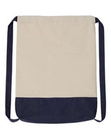 Liberty Bags 8876 Cape Cod Cotton Drawstring Backpack #color_NATURAL/ NAVY