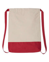 Liberty Bags 8876 Cape Cod Cotton Drawstring Backpack #color_NATURAL/ RED