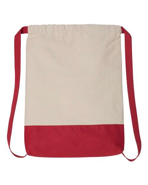 Liberty Bags 8876 Cape Cod Cotton Drawstring Backpack #color_NATURAL/ RED