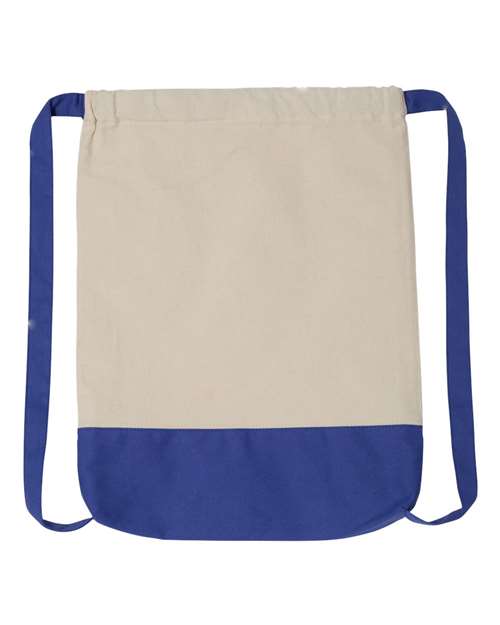 Liberty Bags 8876 Cape Cod Cotton Drawstring Backpack #color_NATURAL/ ROYAL