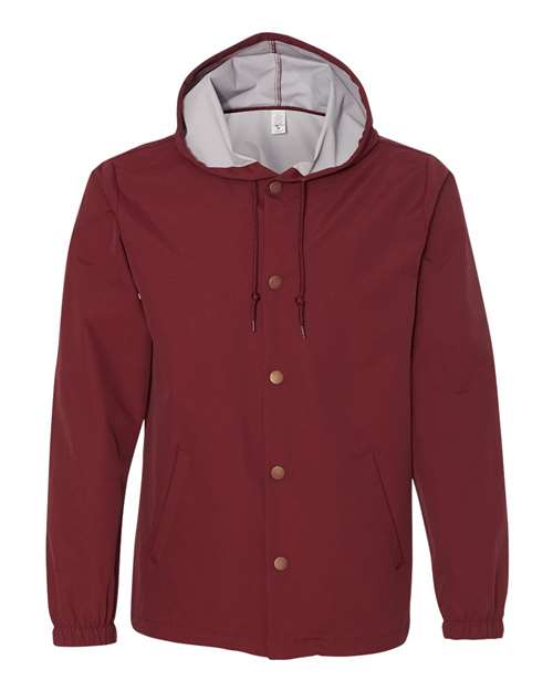 Independent Trading Co. EXP95NB Water-Resistant Hooded Windbreaker #color_Cardinal