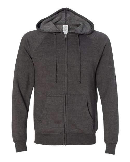 Independent Trading Co. PRM33SBZ Special Blend Raglan Full-Zip Hooded Sweatshirt #color_Carbon
