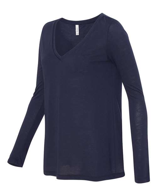 Bella + Canvas 8855 Ladies' Flowy Long-Sleeve V-Neck #color_MIDNIGHT