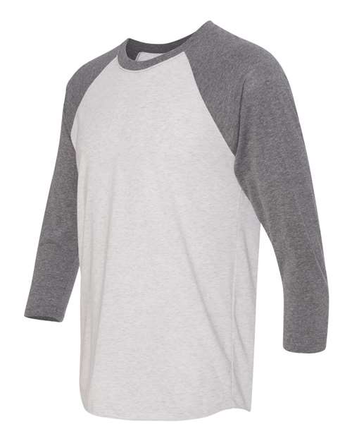 Next Level 6051 Unisex Triblend 3/4-Sleeve Raglan #color_PR HTHR/ HTR WHT