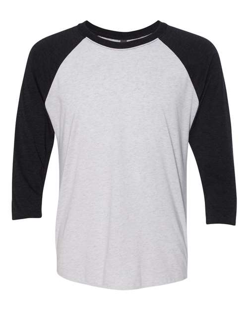 Next Level 6051 Unisex Triblend 3/4-Sleeve Raglan #color_VIN BK/ HTHR WHT