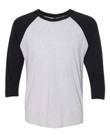 Next Level 6051 Unisex Triblend 3/4-Sleeve Raglan #color_VIN BK/ HTHR WHT