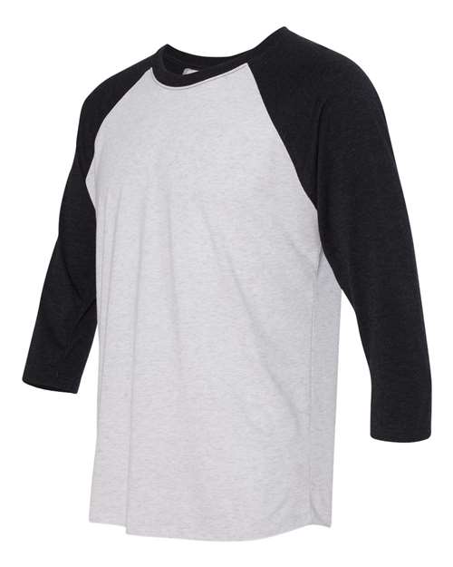 Next Level 6051 Unisex Triblend 3/4-Sleeve Raglan #color_VIN BK/ HTHR WHT