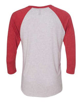 Next Level 6051 Unisex Triblend 3/4-Sleeve Raglan #color_VIN RD/ HTHR WHT