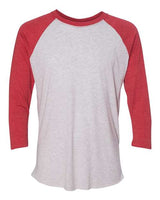 Next Level 6051 Unisex Triblend 3/4-Sleeve Raglan #color_VIN RD/ HTHR WHT
