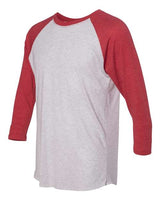 Next Level 6051 Unisex Triblend 3/4-Sleeve Raglan #color_VIN RD/ HTHR WHT