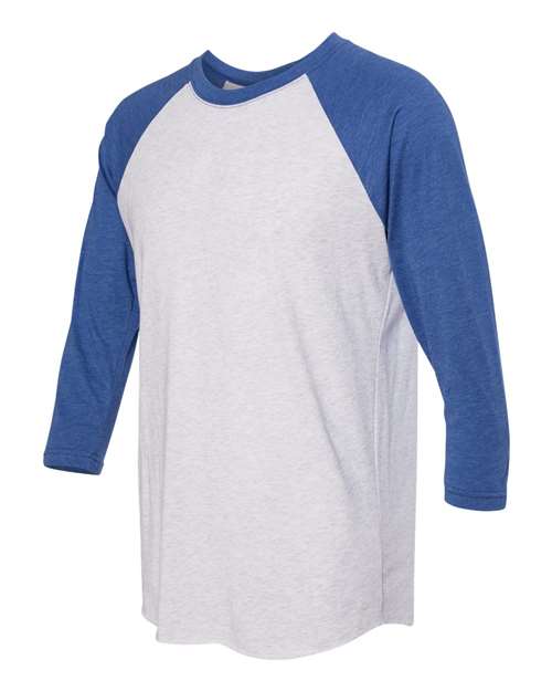 Next Level 6051 Unisex Triblend 3/4-Sleeve Raglan #color_VIN RYL/ HTR WHT