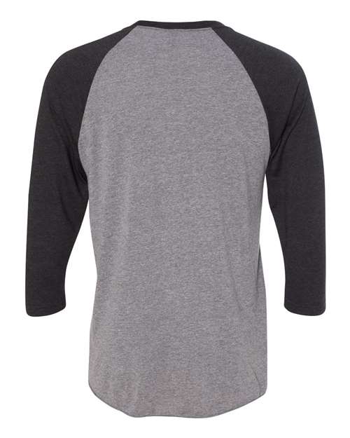 Next Level 6051 Unisex Triblend 3/4-Sleeve Raglan #color_VIN BLK/ PR HTHR