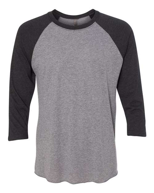 Next Level 6051 Unisex Triblend 3/4-Sleeve Raglan #color_VIN BLK/ PR HTHR