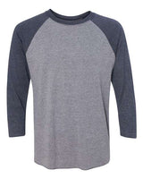 Next Level 6051 Unisex Triblend 3/4-Sleeve Raglan #color_VIN NVY/ PR HTHR