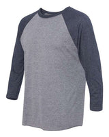 Next Level 6051 Unisex Triblend 3/4-Sleeve Raglan #color_VIN NVY/ PR HTHR