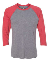 Next Level 6051 Unisex Triblend 3/4-Sleeve Raglan #color_VIN RED/ PR HTHR
