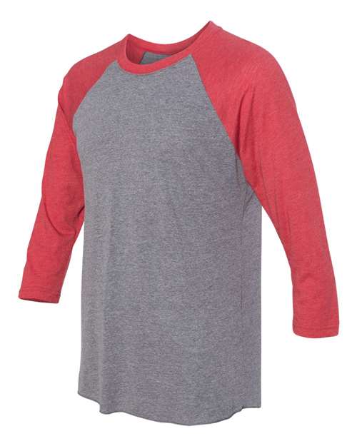 Next Level 6051 Unisex Triblend 3/4-Sleeve Raglan #color_VIN RED/ PR HTHR