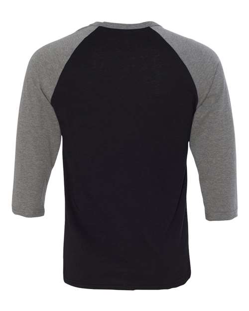 Bella + Canvas 3200 Unisex 3/4-Sleeve Baseball T-Shirt #color_BLACK/ DEEP HTHR