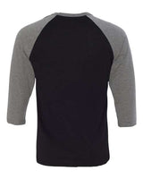 Bella + Canvas 3200 Unisex 3/4-Sleeve Baseball T-Shirt #color_BLACK/ DEEP HTHR