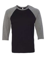 Bella + Canvas 3200 Unisex 3/4-Sleeve Baseball T-Shirt #color_BLACK/ DEEP HTHR