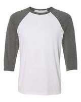 Bella + Canvas 3200 Unisex 3/4-Sleeve Baseball T-Shirt #color_WHITE/ DEEP HTHR