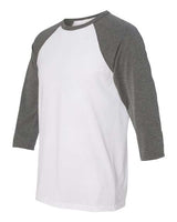 Bella + Canvas 3200 Unisex 3/4-Sleeve Baseball T-Shirt #color_WHITE/ DEEP HTHR
